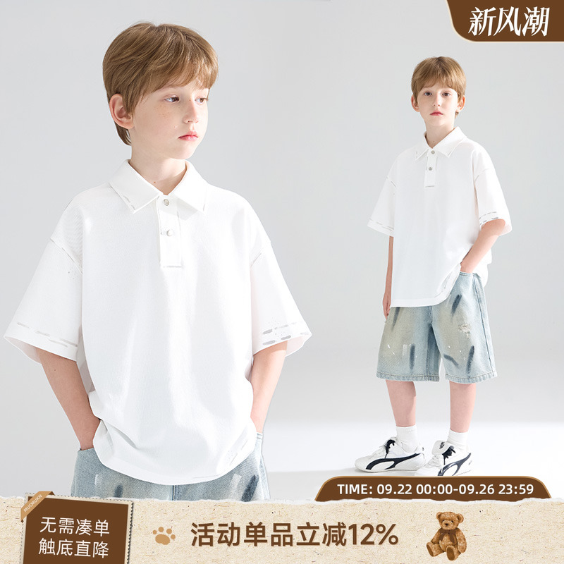 银灰太空拓本  未来感涂鸦polo衫