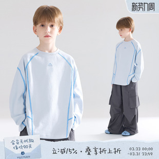 撞色分割线运动户外T恤长袖 7A抗菌防晒棉 男童春装 随时有氧