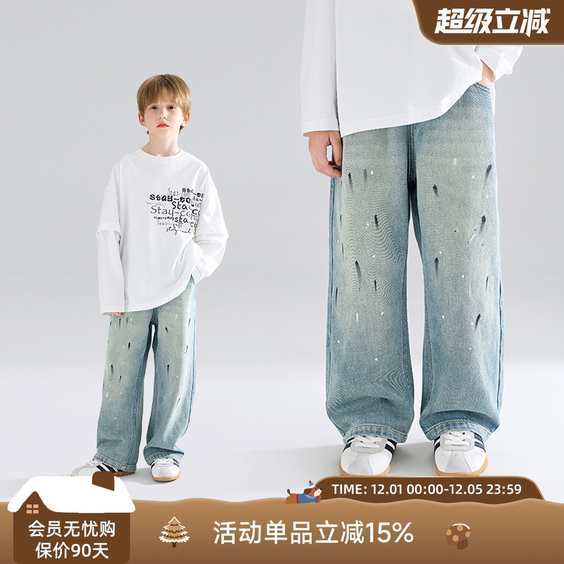 街头涂鸦艺术家  潮酷泼墨牛仔裤