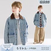 MUCMUKN 复古巴恩风拼接灯芯绒牛仔外套夹克男女童春 加州旅程