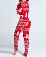 2021 Foreign Trade Autumn/Winter: European and American button flap adult pajamas, printed Christmas long-sleeved home wear, one-piece pants thumbnail 8
