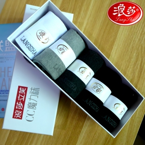 浪莎纯棉透气网眼吸汗中筒袜