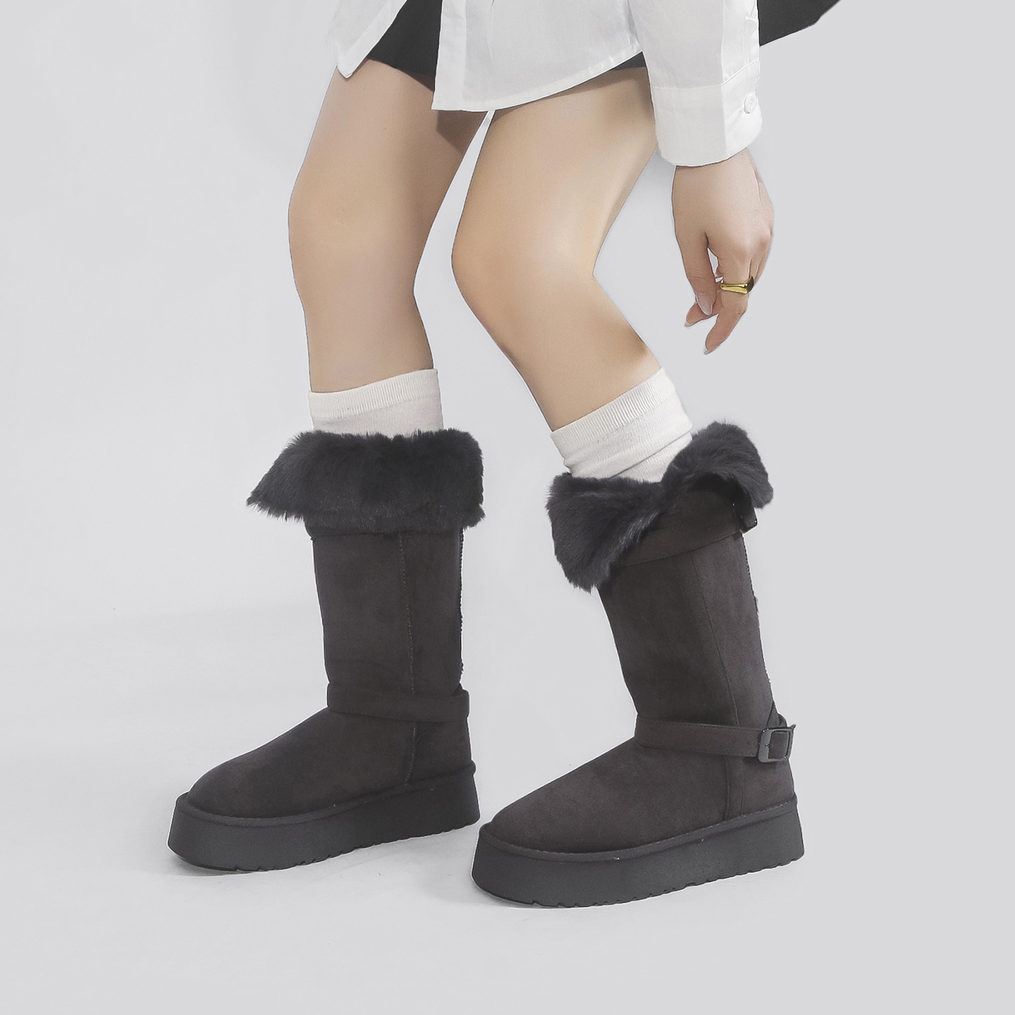 增高厚底雪地靴2025秋冬保暖长靴