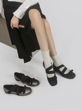 林向晚 miu系少女~蝴蝶结黑色单鞋女内增高芭蕾鞋学院风玛丽珍鞋