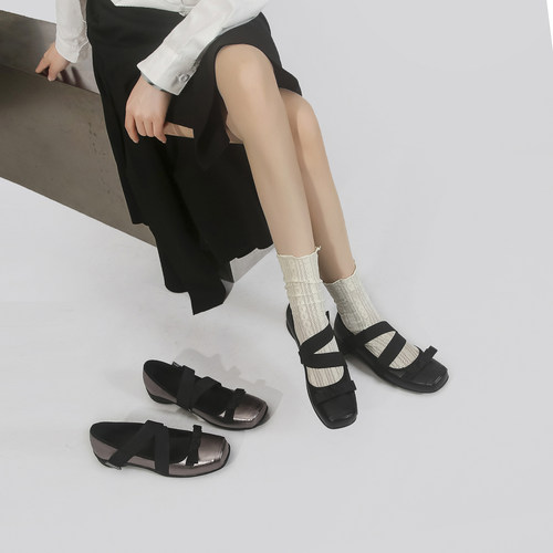 miu系少女风蝴蝶结学院玛丽珍鞋