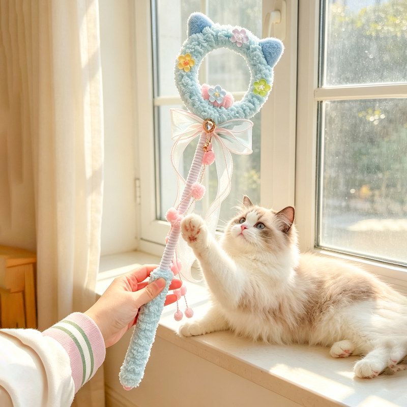 新品粉蓝魔法逗猫棒星光闪耀套猫图片