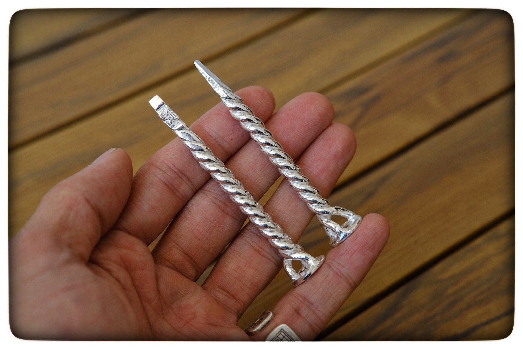 手工制作烟斗压棒纯银图片