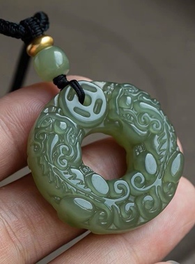 双貔貅吊坠男女情侣款平安扣项链皮丘招财皮休护身符玉石挂件