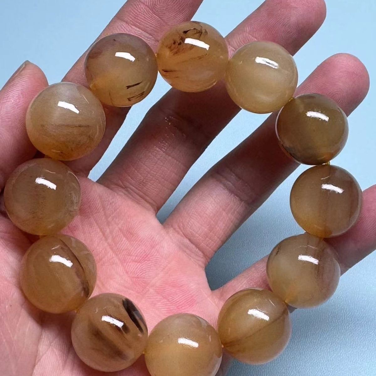 羊角粉压制手串满血血丝盘玩菩提佛珠绕指柔文玩手链男女正圆羊20