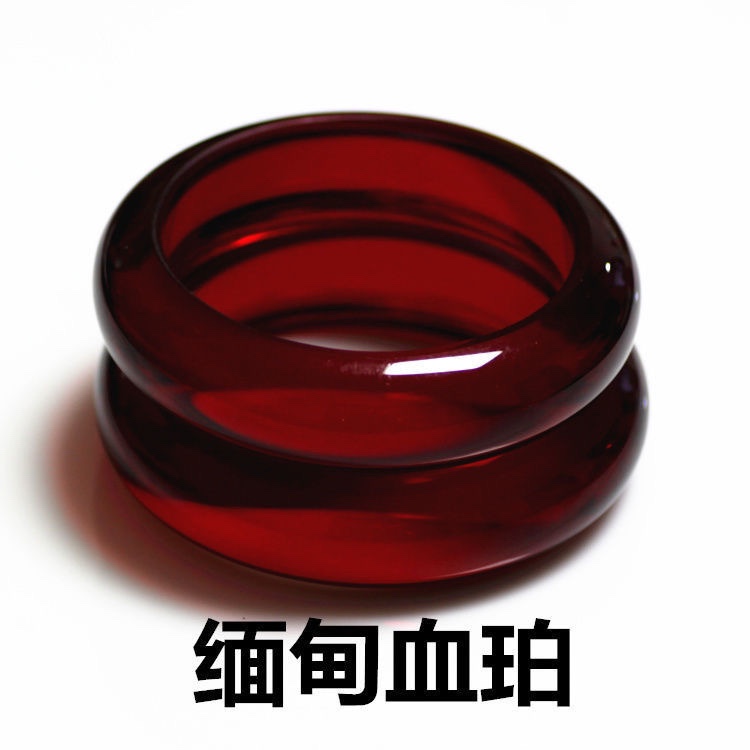 正品琥珀蜜蜡手镯女酒红血珀手镯法宝加宽标准本命年镯子送礼佳品