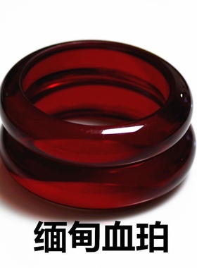 正品琥珀蜜蜡手镯女酒红血珀手镯法宝加宽标准本命年镯子送礼佳品
