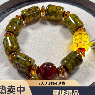 正品藏传经脉龙纹路路通玛瑙手链民族风大气