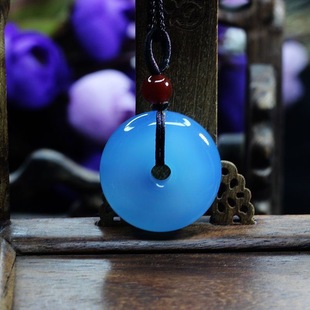 天然冰种蓝玉髓平安扣吊坠男女款个性挂件 ins风纯天然新款平安环