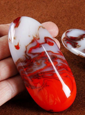 原石玉手把件男士鸡血玉手把件色把玩件红玉把件琉璃工艺品