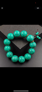 天然原矿湖北优化绿松石佛珠手串高瓷蓝手链圆珠手饰配饰手环