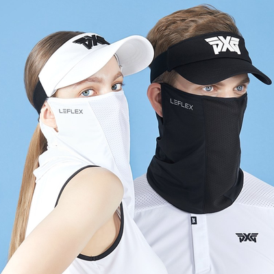 韩国进口LEFLEX男女透气高尔夫防晒面罩紫外线防晒挂耳面纱/现货