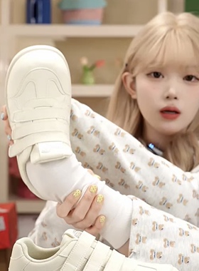 BTBC【奶油泡泡】魔术贴板鞋2026年春季新款休闲百搭板鞋小白鞋女