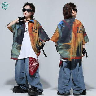 儿童嘻哈街舞服装男女孩子酷帅衬衫breaking演出服少儿架子鼓潮服