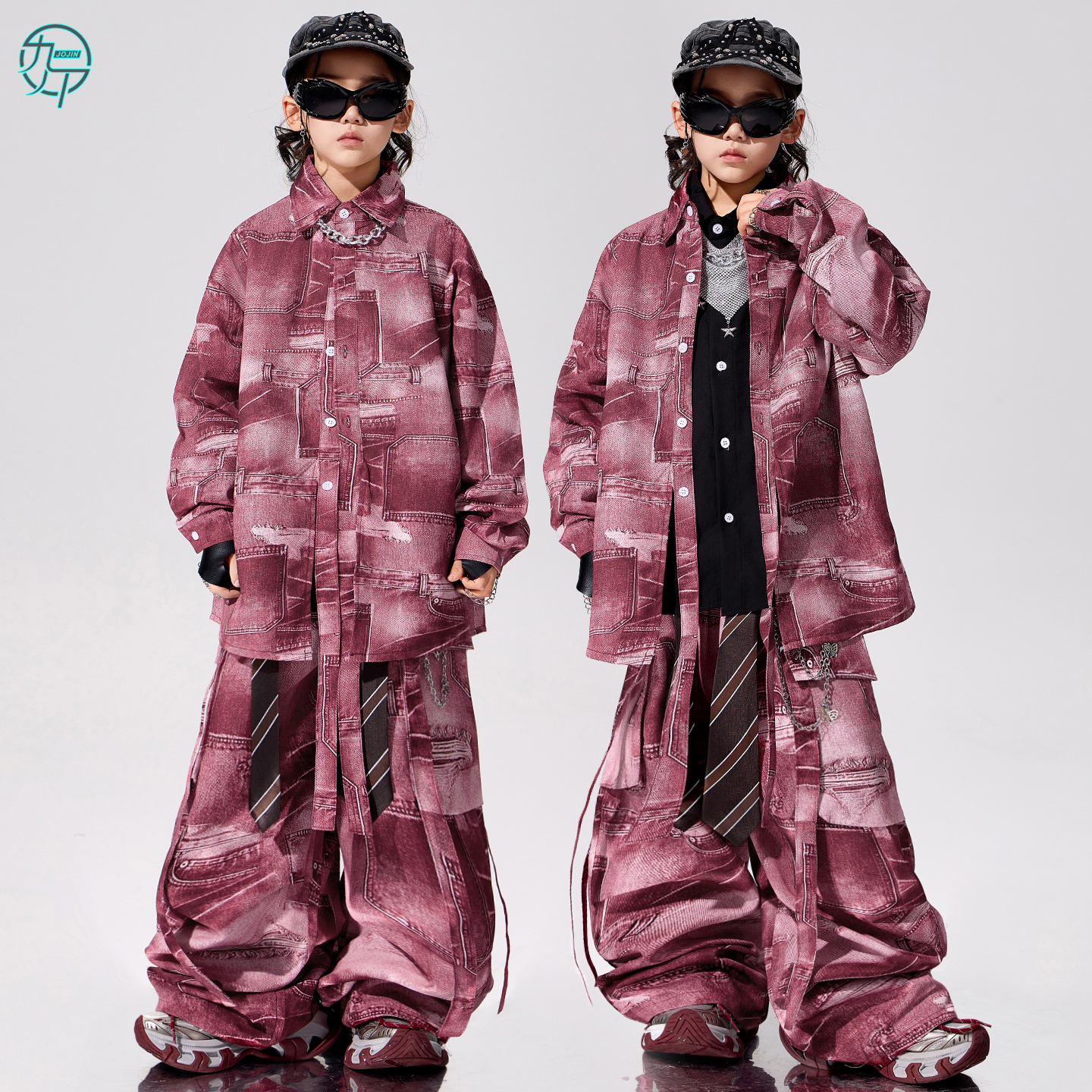 儿童潮牌衬衫嘻哈街舞架子鼓服装