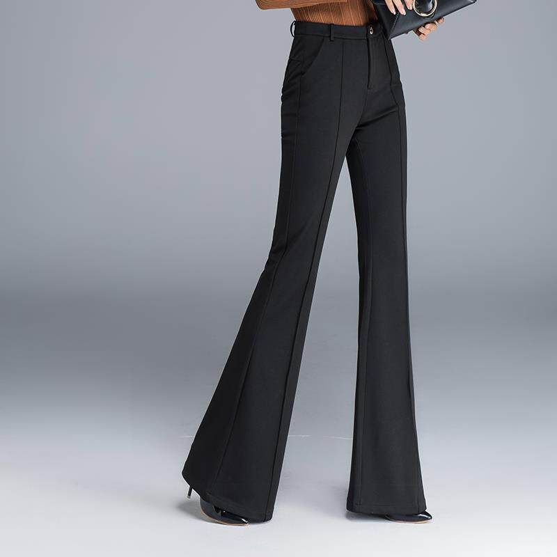 喇叭裤女高腰显瘦春夏季新款垂坠感休闲长裤子大码弹力微喇西装裤
