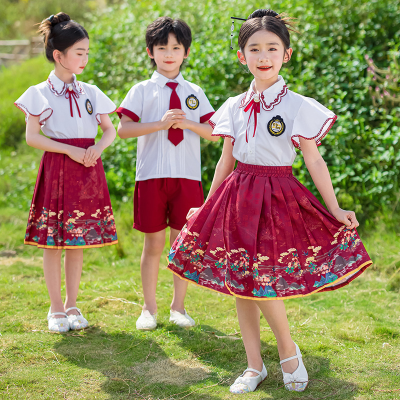 班服小学生校服英伦风夏季马面裙表演套装幼儿园园服六一儿童节
