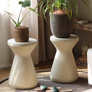 简约仿水泥创意高款花几圆凳庭院花架客厅阳台落地花盆置物架北欧