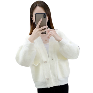 春款针织衫开衫短款2025新款宽松百搭毛衣外套女装秋冬V领上衣潮