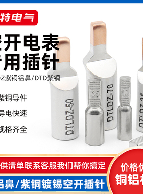铜铝接头过渡连接插针DTD-10/16/25空开电表线鼻子 DTLDZ接线端子