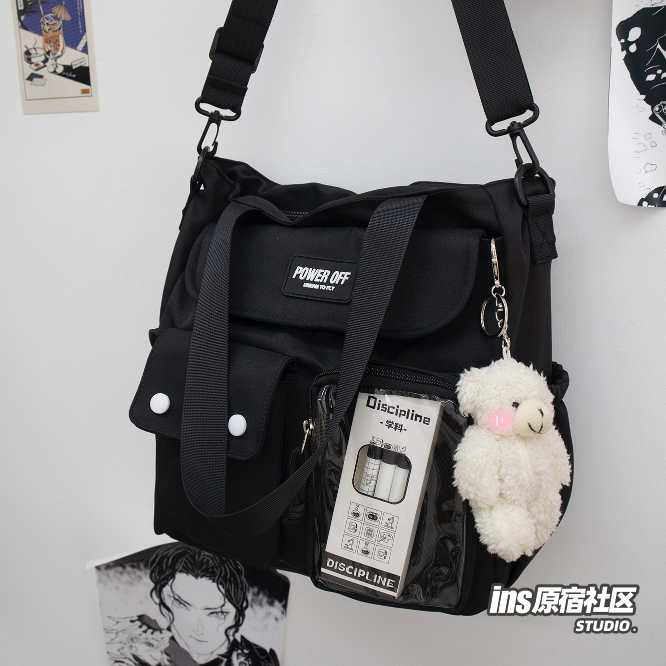 ins上课大容量日系斜挎包