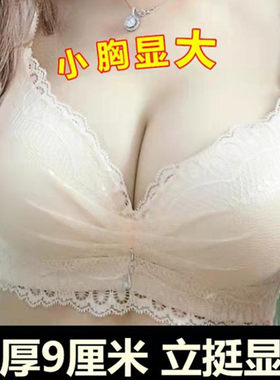 特厚超厚9厘米蕾丝刺绣内衣女小胸平胸专用聚拢显大文胸罩秋冬款