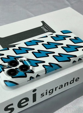 蓝色闪电适用苹果16手机壳15保护软套iPhone14菲林13全包12防摔11超薄pro女Xs新款max简约xr创意78plus高级se