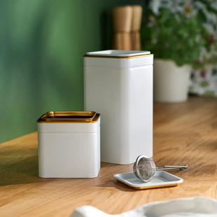 宜家国内代购 布鲁姆宁 带盖罐灰白色适合用于存放咖啡/茶叶罐子