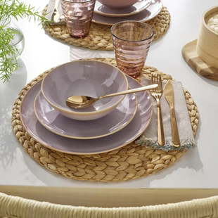 宜家国内代购法利克洛 碟子深盘碗盘子淡粉红色石瓷餐具