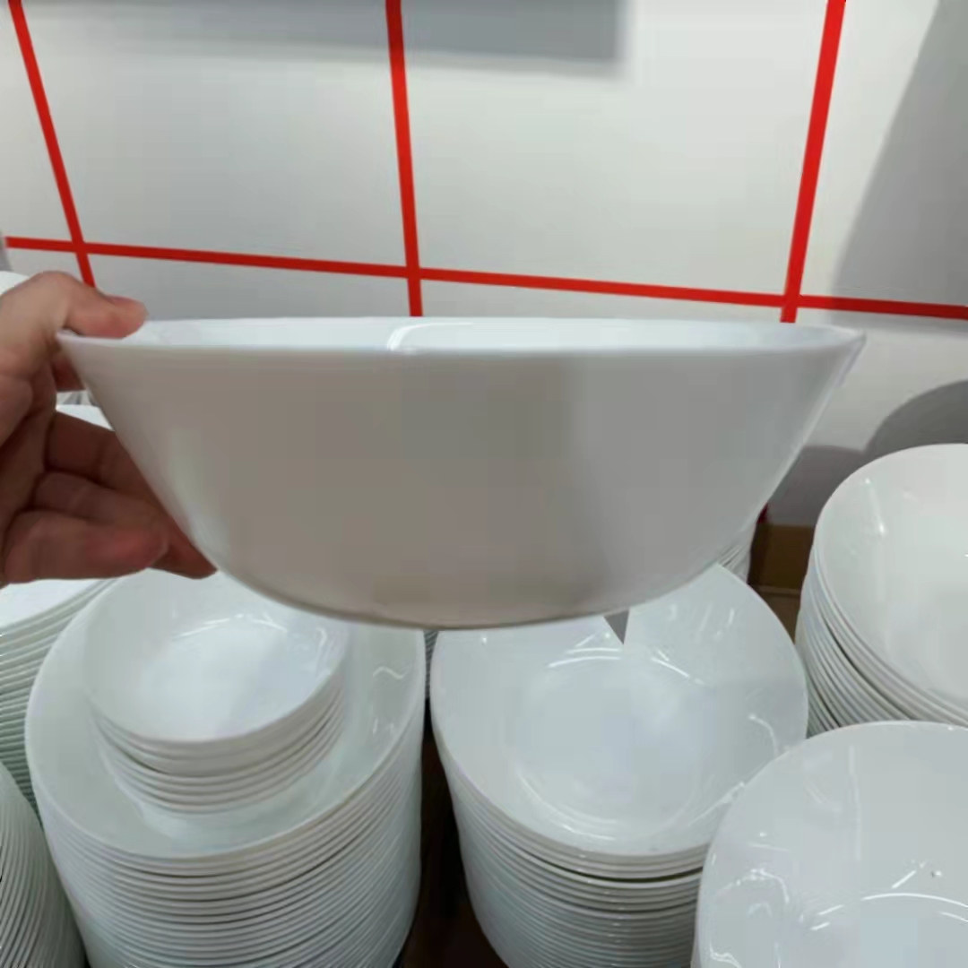 宜家白色水果钢化玻璃23cm吃饭碗