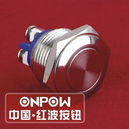 ONPOW中国红波 GQ19B-10N自复按钮 不锈钢按钮 金属按钮防水IP65