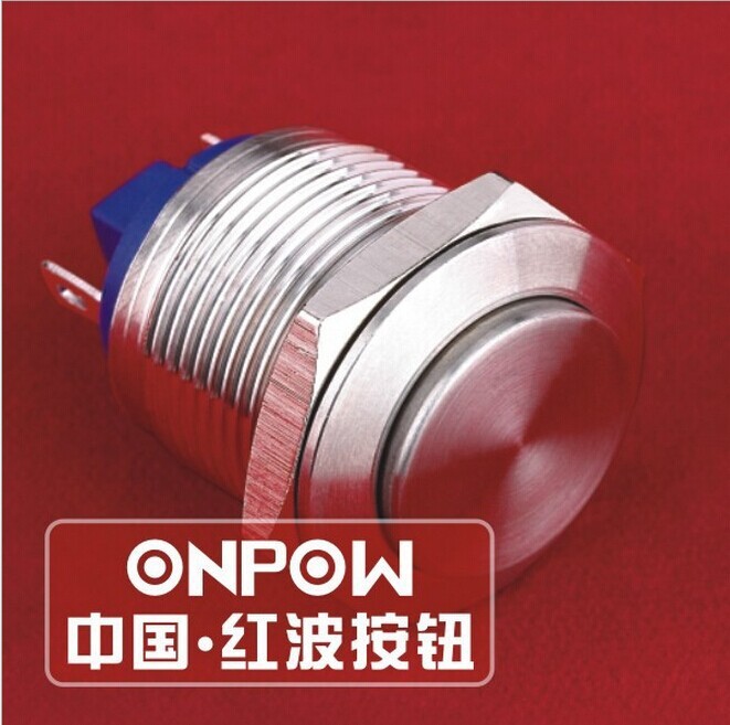 ONPOW中国红波按钮Φ19mm按键超平金属钮GQ19PH-10/S/J不锈钢按钮
