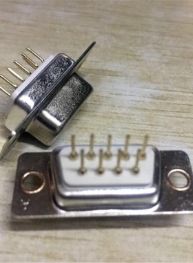 COM焊板插座连接器RS232串口镀金接头DP-9P公头白胶焊板不带鱼叉