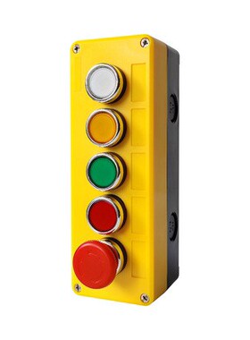 黄盒5孔盒 5位盒LAS0-K-11复位按钮 LAS0-K-11TSA开关盒22安装孔