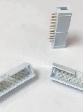 接插件 简易牛角座 DC3-20PS 2*10 白灰色 间距2.54MM 直脚 180度