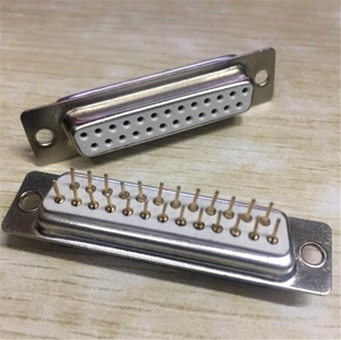COM焊板插座连接器RS232串口镀金接头DP-25P母头白胶焊板无铆头子