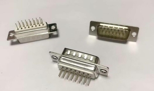 COM焊板插座连接器RS232串口镀金接头DP-15P公头白胶焊板无铆头子