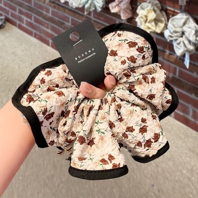 韩系超大号大肠发圈碎花高感蝴蝶结肥肠圈2025新款丸子头发饰品