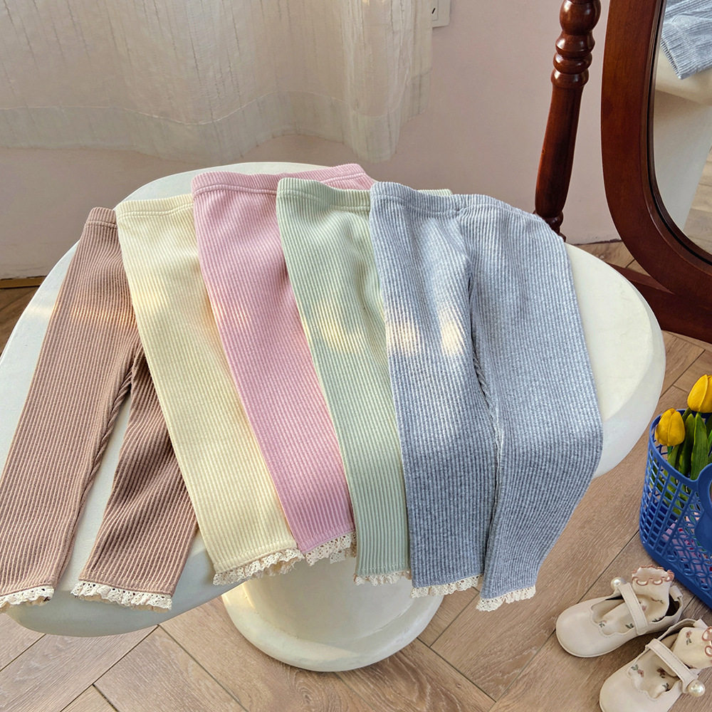 INS款男女宝宝打底裤春款坑条光板高脚边洋气外穿男女童蕾丝长裤,童装/婴儿装/亲子装,打底裤,淘宝优惠券,粉丝福利购,淘宝优惠卷