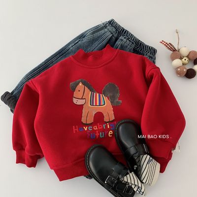 麦宝儿童加绒卫衣2025冬季新款男