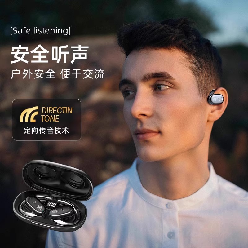 跨境新款可调节挂耳式双边无线蓝牙耳机开放式运动持久续航耳麦