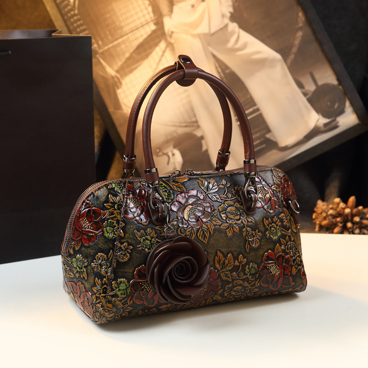 真皮复古女包牛皮枕头包