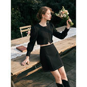 黑色韩版 短外套包臀半身裙两件套 新款 休闲气质套装 女2026年春季
