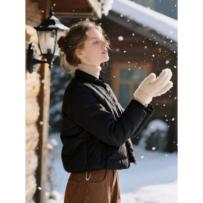 黑色立领棉服女2025年秋冬新款