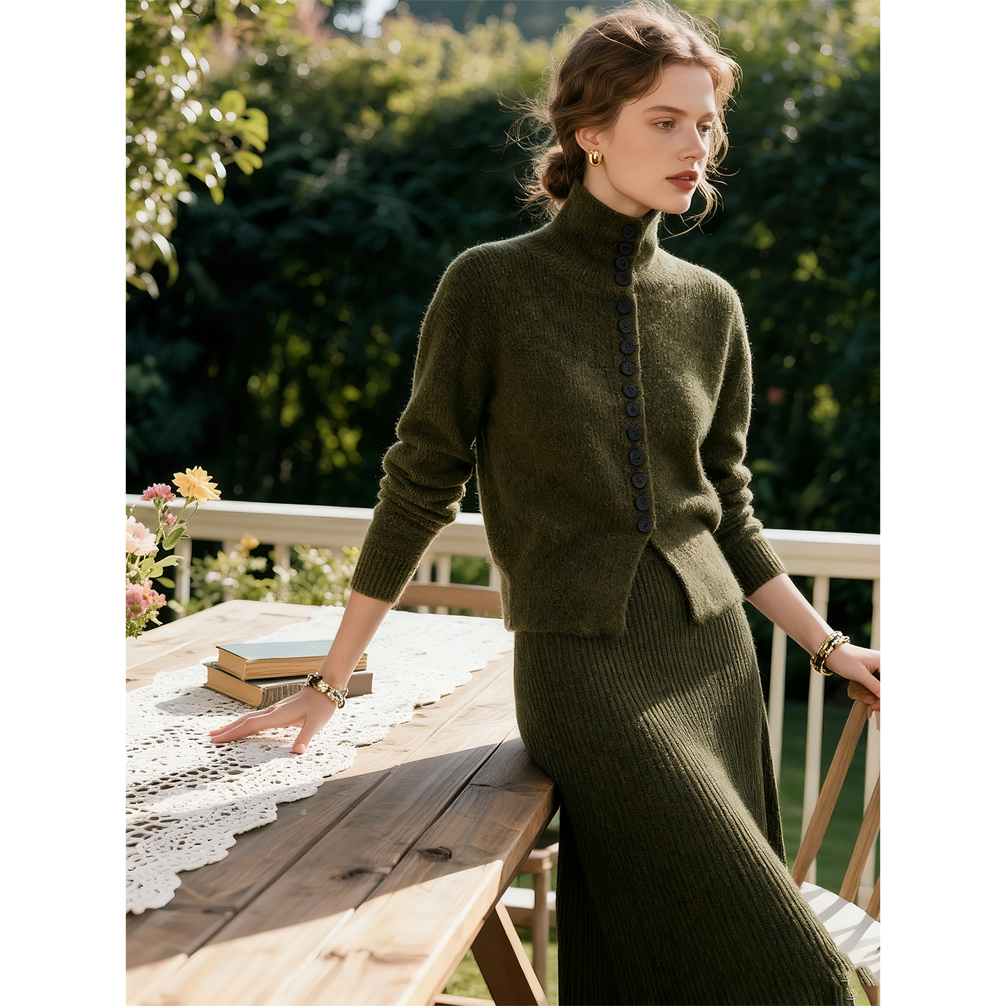 老钱风半高领毛衣外套女2025年