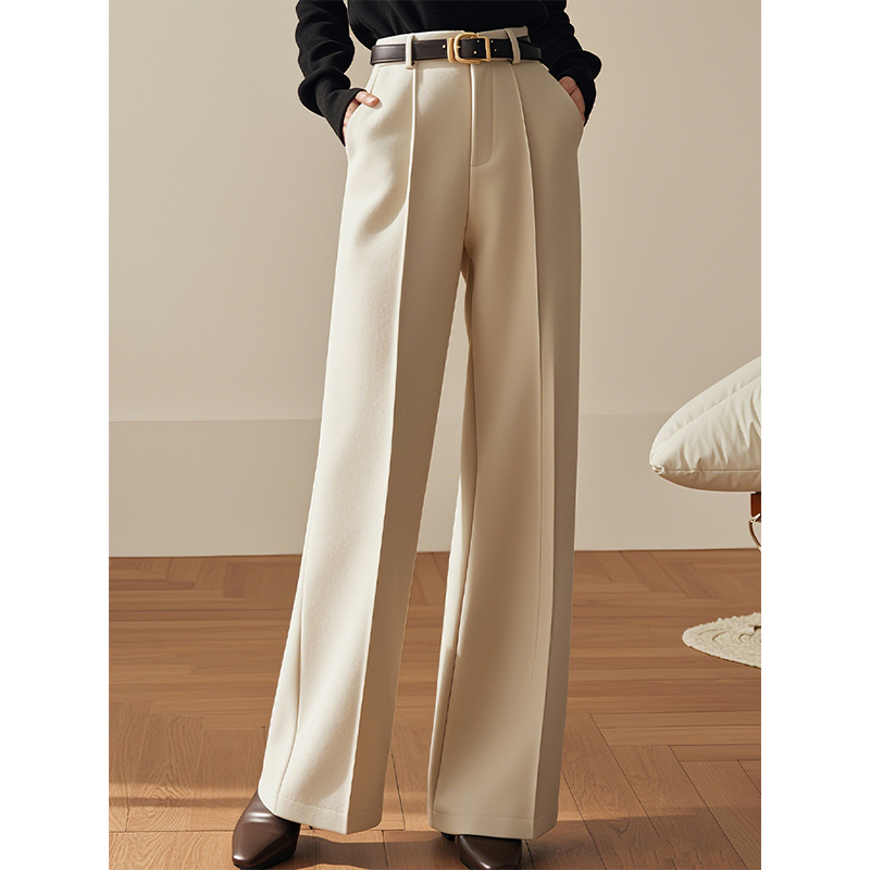 高腰毛呢阔腿裤秋冬直筒裤